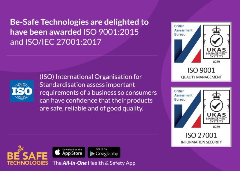 Be-Safe Tech Receives ISO:9001 and ISO 27001 Certification from the British Assessment Bureau