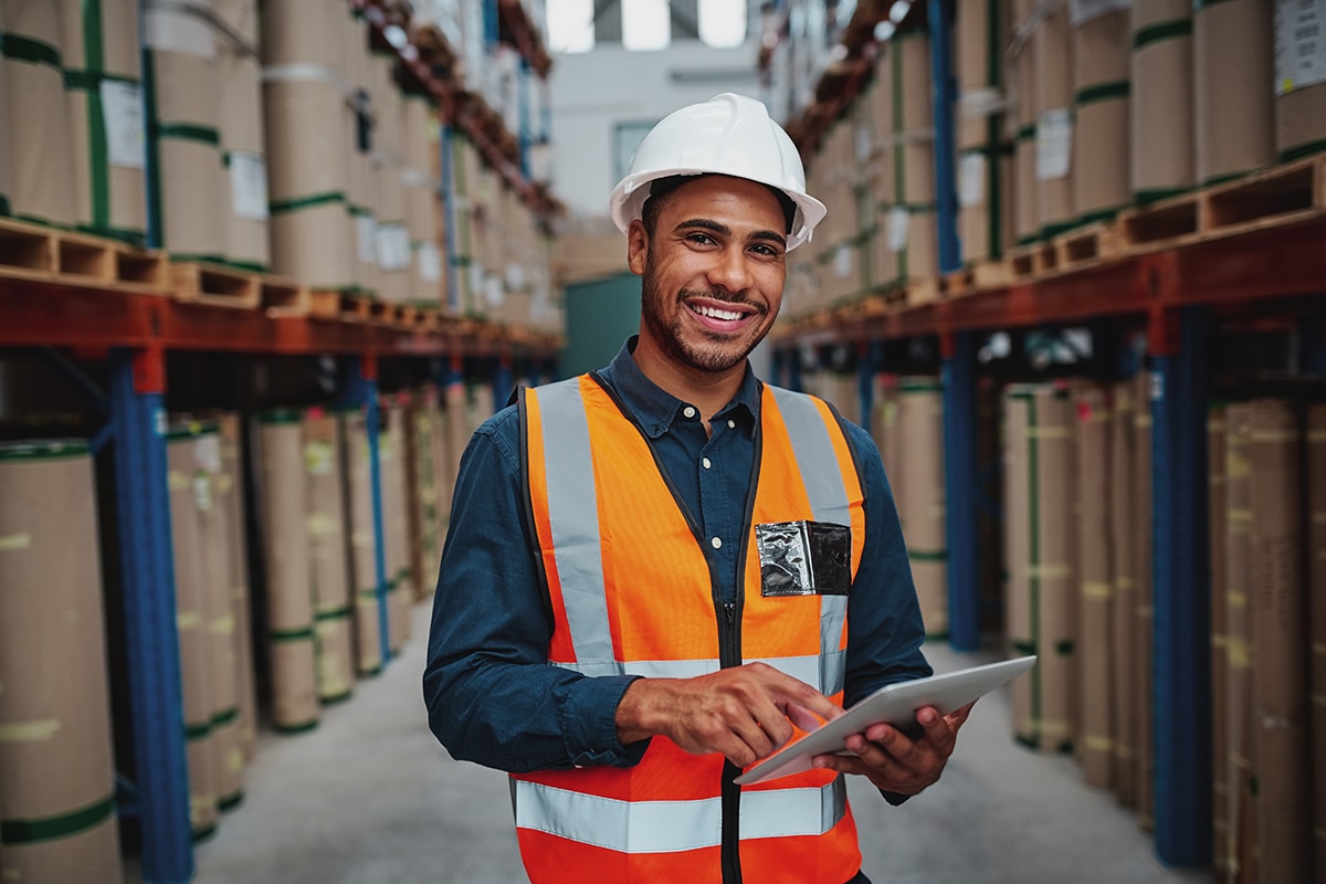 Worker in a warehouse, Stay Safe in the Workplace With Our Health and Safety Technology | Be-Safe